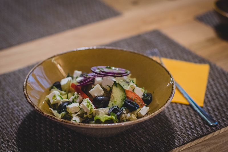 Italian Chopped Salad with olives pepperoncini and Italian dressing