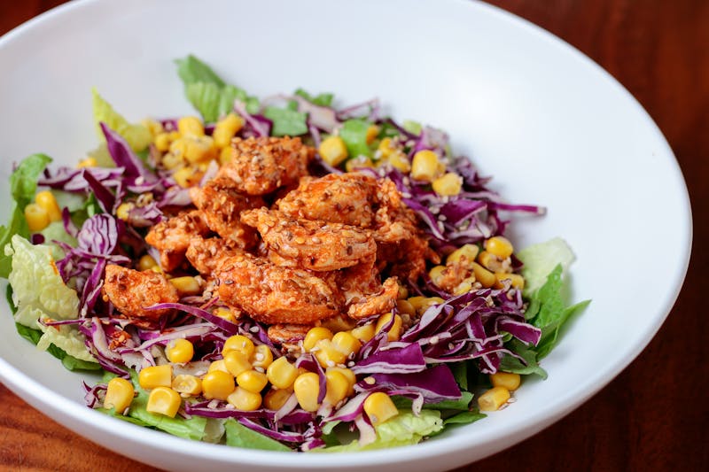 Southwest Chicken salad with grilled chicken corn black beans and chipotle